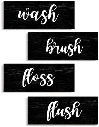Bathroom Wall Decor with Wash Brush Floss Flush Sign