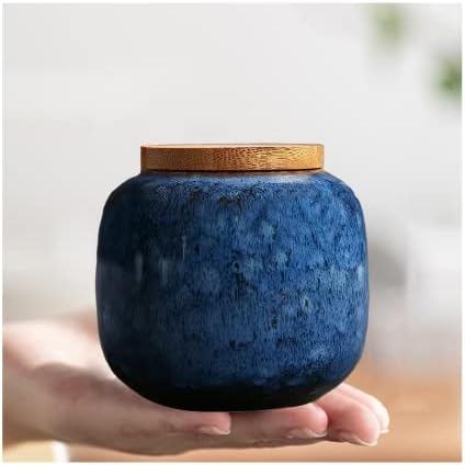 Small Blue Ceramic Urn for Ashes - 25 Inch Mini Memorials