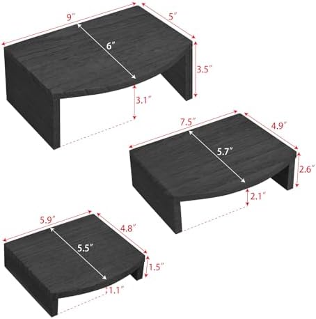 MOOCA 3-Piece Wooden Jewelry Display Risers - Black