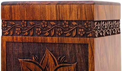 Premium Wooden Urn - Floral Design for Humans and Pets