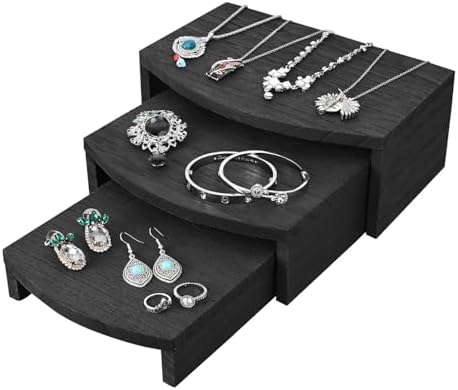 MOOCA 3-Piece Wooden Jewelry Display Risers - Black