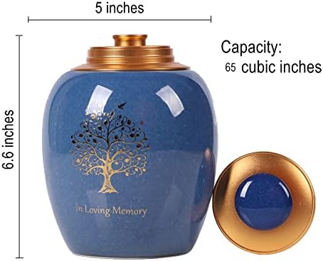 Medium Ceramic Urn for Human Ashes - Tree of Life Design