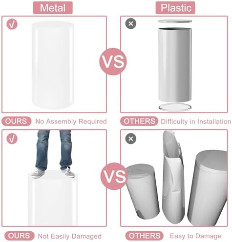 3PCS White Metal Cylinder Pedestal Stands for Party Decorations