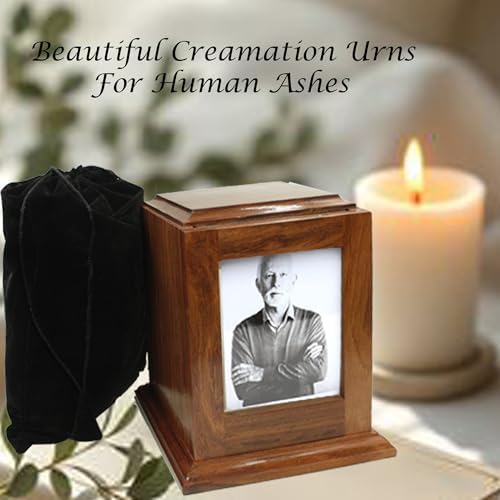 Elegant Medium Rosewood Cremation Urn with Photo Frame