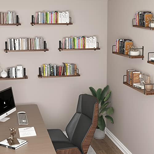 EALLRINEC Floating Shelves Set of 3 Brown Rustic Wood