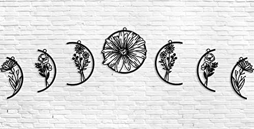 Moon Flower Metal Art Wall Sculpture Black