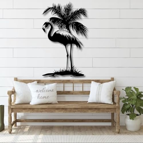 KingGenius Flamingo Wall Sculpture Silver 18x30 Inch