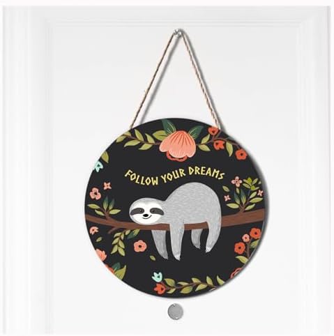 Sloth Wreath Door Hanger for Front Entrance Welcome Sign