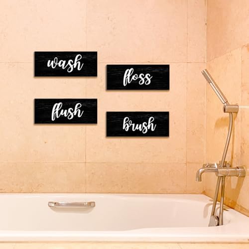 Bathroom Wall Decor with Wash Brush Floss Flush Sign