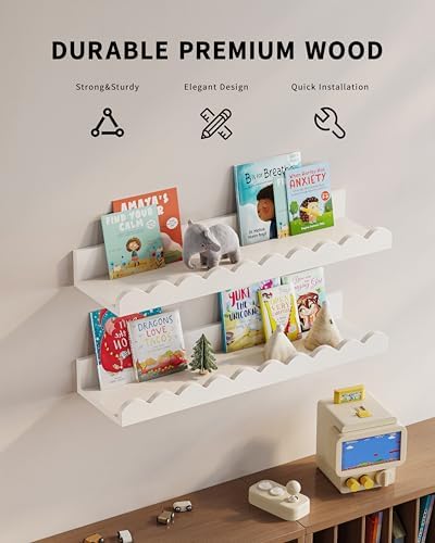 GW Gruwald Set of 3 Floating Book Shelves for Kids Room