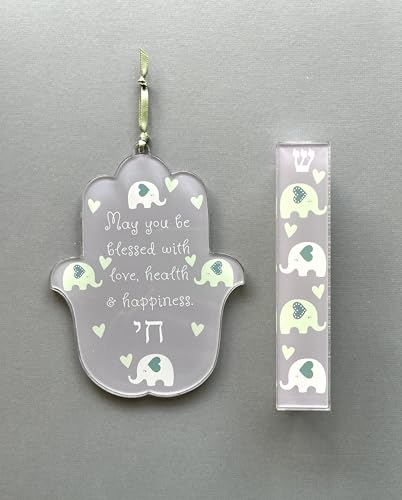 Hamsa and Mezuzah Gift Set for Baby Naming Weddings Housewarming and Birthdays