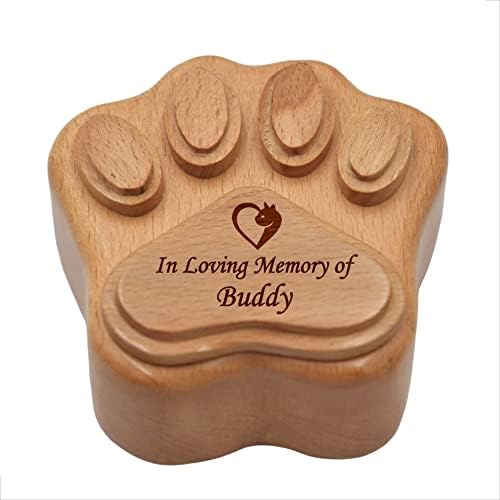 Pet Cremation Urn Paw Shape Wooden Keepsake Small