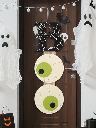 Halloween Boo Door Sign 25x8 Inch Wooden Decor Set