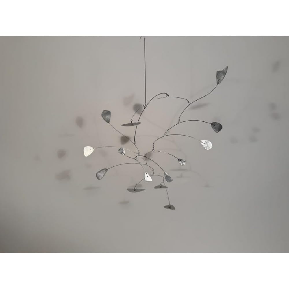Silver Leaves Shape Mobiles Hand Painted Metal Kinetic Sculpture