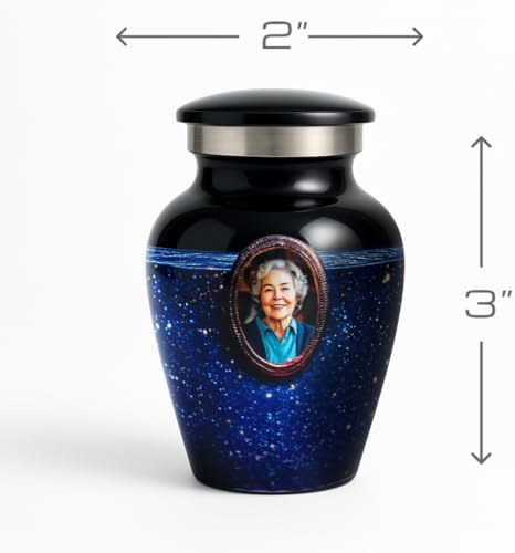 Blue Galaxy Photo Urn for Human Ashes - Personalized Cremation Keepsake