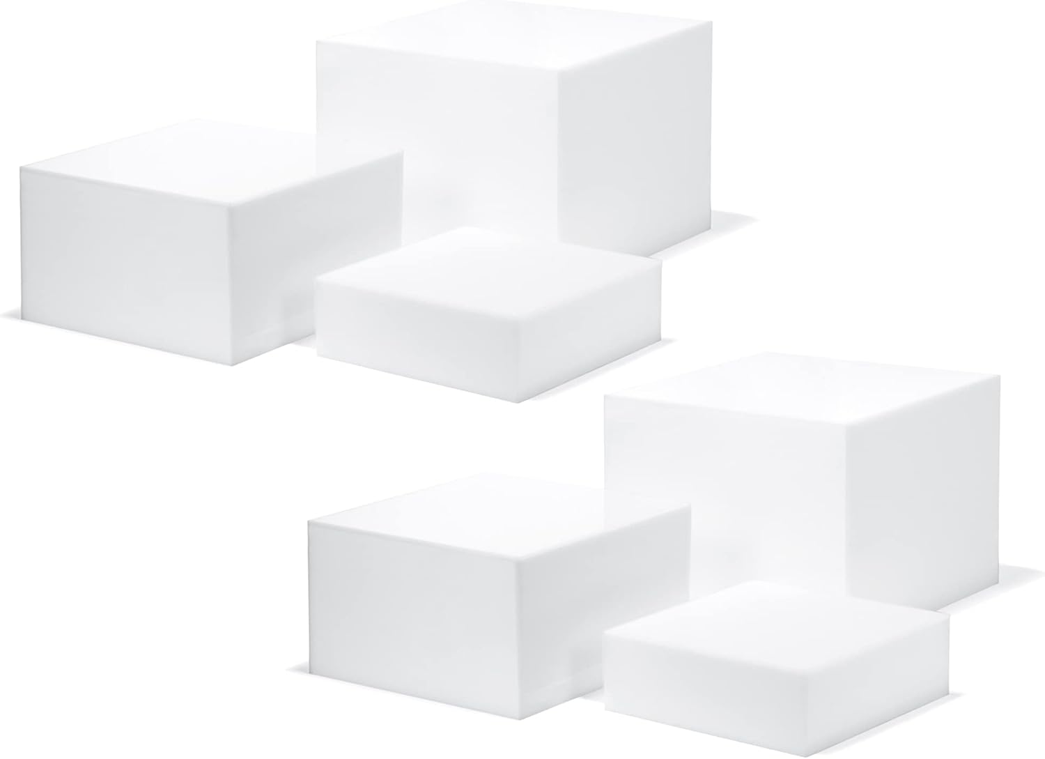 Red Co Set of 3 Glossy White Acrylic Cube Risers with Hollow Bottoms