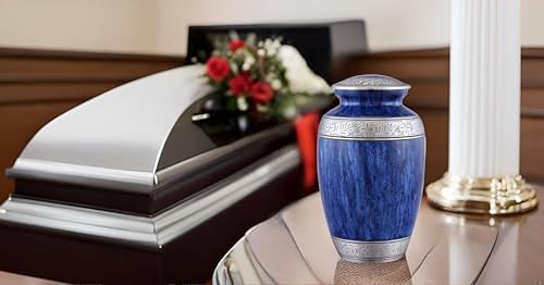 Elegant Blue Cremation Urn for Adult Ashes