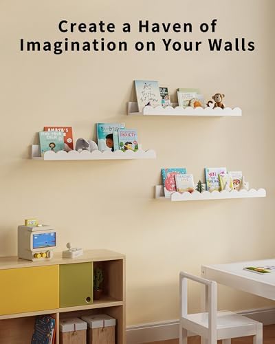 GW Gruwald Set of 3 Floating Book Shelves for Kids Room