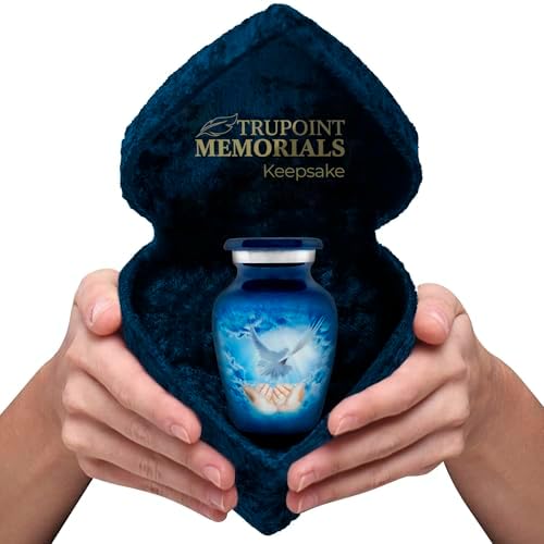 Trupoint Memorials Small Blue Dove Urn with Velvet Heart Box