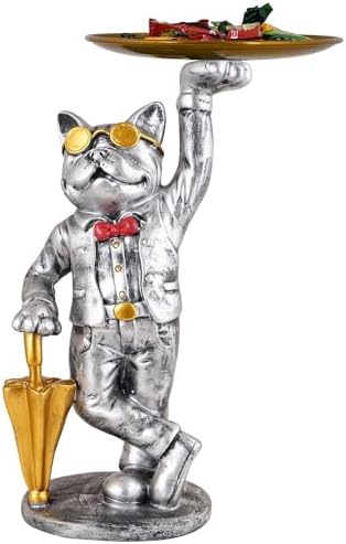Cute Cool Dog Showpiece with Plate for Home Decor