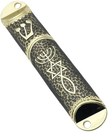 Jewish Mezuzah Case 16cm Unique Design Alloy Black