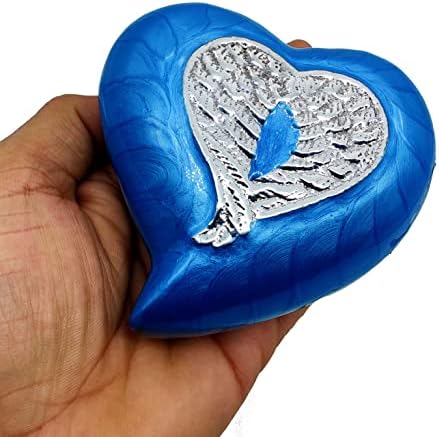 Handcrafted Heart Urn with Angel Wings for Human Ashes