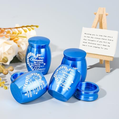 Mini Urns for Ashes Keepsake Set of 4 Blue