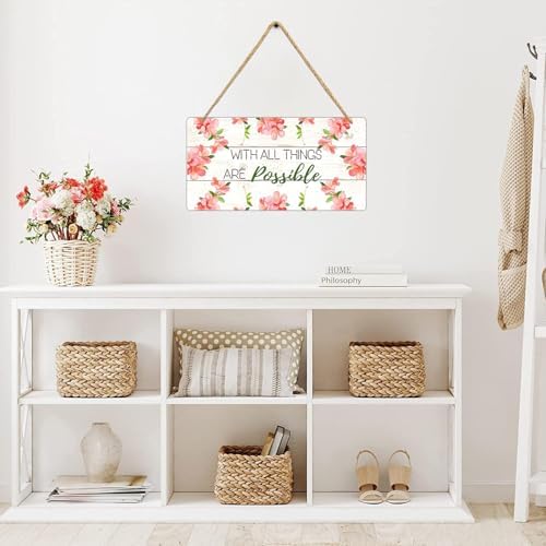 Welcome Wreath Door Hanger with God All Things Are Possible Sign