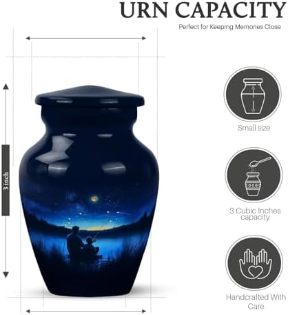 3 Inch Blue Fishing Cremation Urn for Ashes