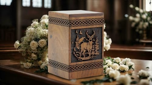 Handmade Rosewood Deer Urn Small 40 Cubic Inches