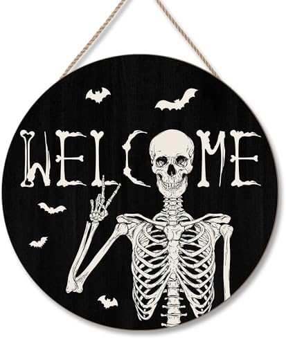 Halloween Skull Welcome Door Sign Decor