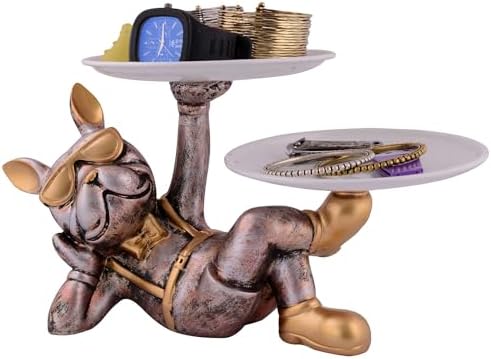 Cute Resin Cool Dog Sculpture Storage Tray