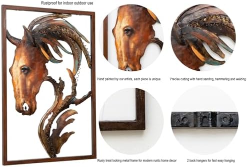 GAUMAANLEI Unique Handcrafted Metal Horse Head Wall Art