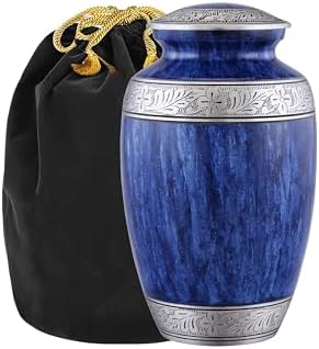Elegant Blue Cremation Urn for Adult Ashes