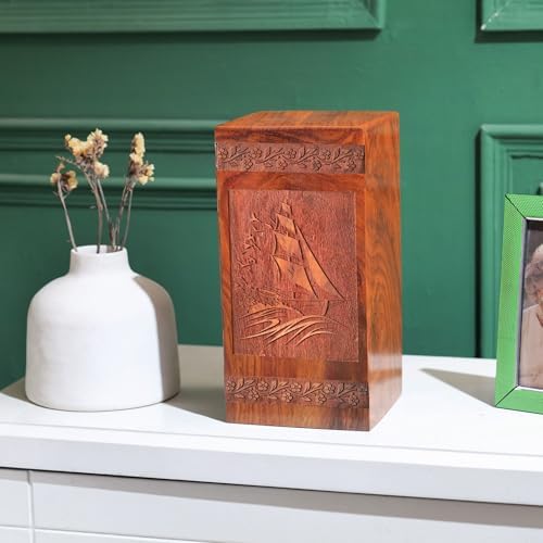 Handmade Wooden Urn Sailboat - Small Ashes Urn for Home or Burial