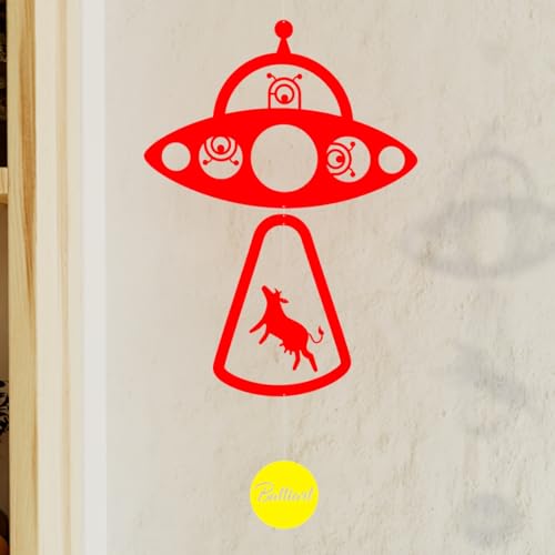 Whimsical UFO Mobile with Abducting Aliens
