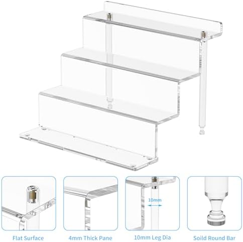 NIUBEE Acrylic Riser Display Shelf 4 Tier 9 Inch
