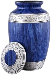 Elegant Blue Cremation Urn for Adult Ashes