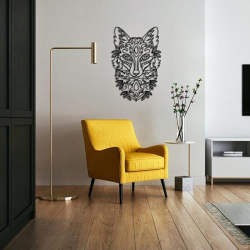 Black Metal Decorative Fox Wall Art Sculpture