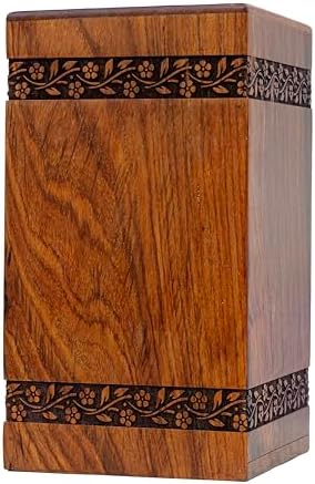 Premium Wooden Urn - Floral Design for Humans and Pets