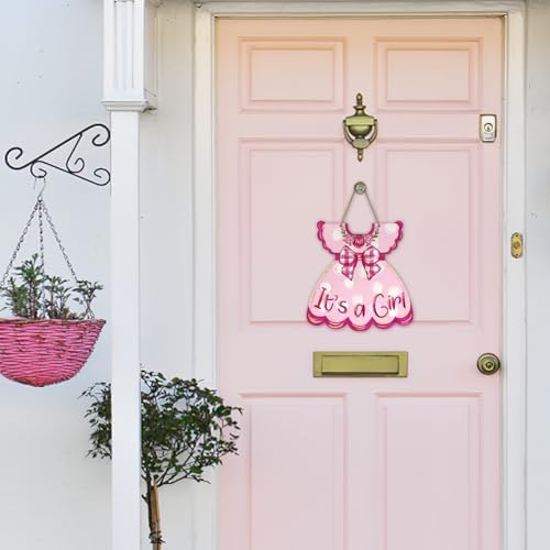 Bolisom Girl Pink Door Wreath Sign Decor