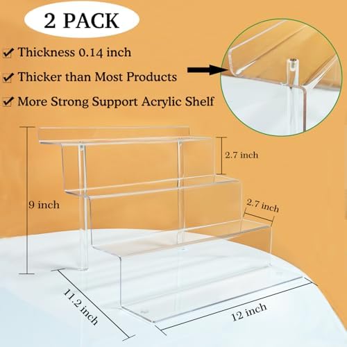 2 Pack Acrylic Display Risers 4 Tier Shelf Stand