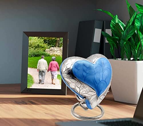 Sky Blue Heart Cremation Urn - Mini Ash Urn for Memorial Keepsake
