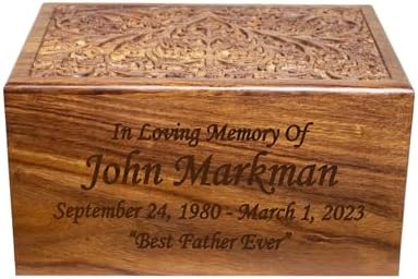Elegant Adult Wooden Cremation Urn with Personalized Engraving