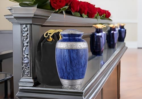 Elegant Blue Cremation Urn for Adult Ashes