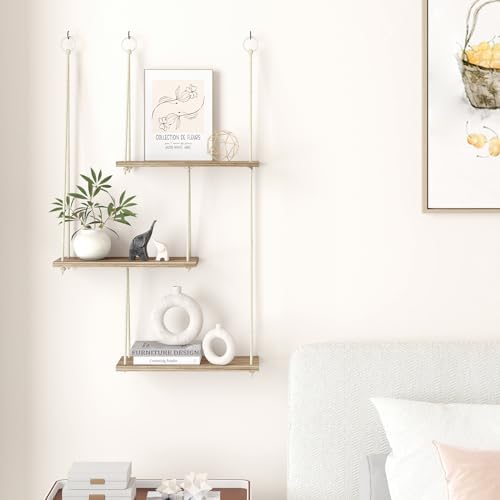Fixwal 3 Tier Floating Wall Shelf Rustic Brown