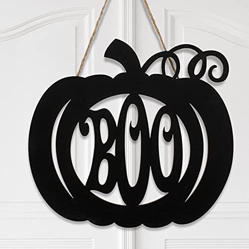 Jetec Halloween Door Hanger Black Boo Wood Sign