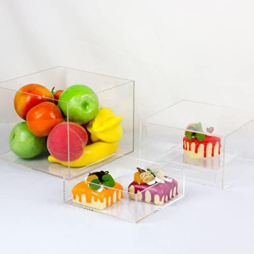 Clear Acrylic Cube Display Box 4 Pcs Risers Stands