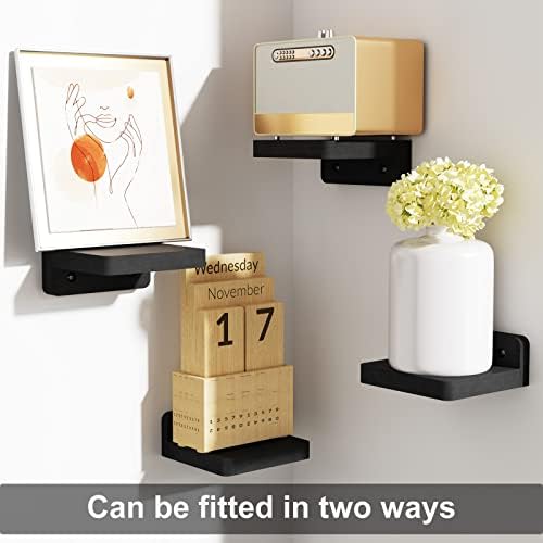 SRIWATANA Weathered Black Floating Shelves Set of 4