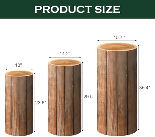 SaitiMade Set of 3 Wood Cylinder Stand Covers